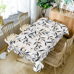 Lofaris Modern Black and White Floral Tablecloth Elegant Botanical Leaf Print for Contemporary Dining Decor