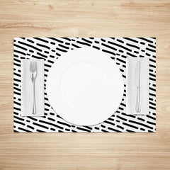 Lofaris Modern Black and White Polka Dot Set of 4 Placemats for Contemporary Fun Kitchen Dining Table Decor