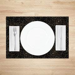 Lofaris Modern Black Set of 4 Placemats with Shining Golden Dots for Elegant Holiday and Party Decorations