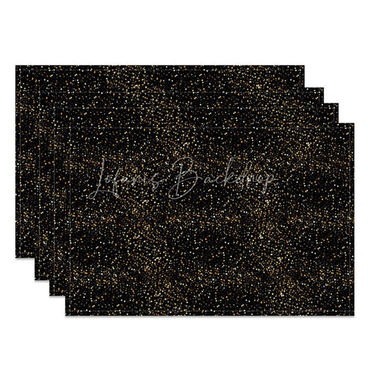 Lofaris Modern Black Set of 4 Placemats with Shining Golden Dots for Elegant Holiday and Party Decorations