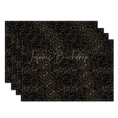 Lofaris Modern Black Set of 4 Placemats with Shining Golden Dots for Elegant Holiday and Party Decorations