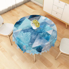 Lofaris Modern Blue Geometric Ocean Pattern Round Tablecloth for Coastal and Abstract Contemporary Decor