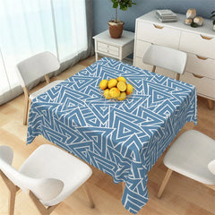 Lofaris Modern Blue Geometric Triangle Rectangle Tablecloth Abstract Interlocking Pattern Table Cover for Office Home