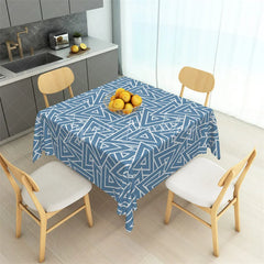 Lofaris Modern Blue Geometric Triangle Rectangle Tablecloth Abstract Interlocking Pattern Table Cover for Office Home