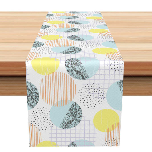 Lofaris Modern Boho Table Runner with Blue and Yellow Abstract Pattern for Artistic Kitchen Dining Decor