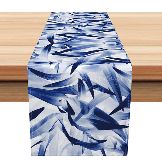 Lofaris Modern Botanical Table Runner with Navy Blue Leaves Elegant Decor for Everyday Kitchen and Dining