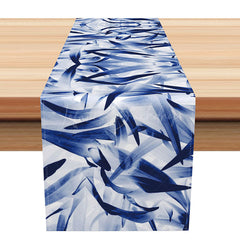 Lofaris Modern Botanical Table Runner with Navy Blue Leaves Elegant Decor for Everyday Kitchen and Dining