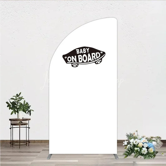 Lofaris Modern Chic White Metal Half Moon Arch Backdrop Versatile Decor for Birthday Party and Baby Shower Events