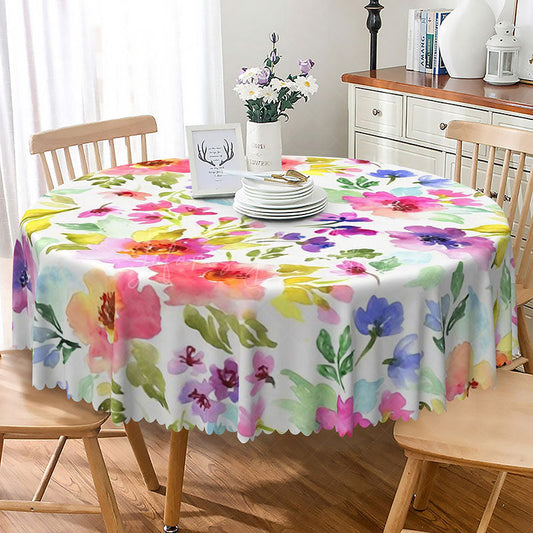 Lofaris Modern Colorful Floral Round Tablecloth for Vibrant Spring and Summer Dining Wedding or Party Decor