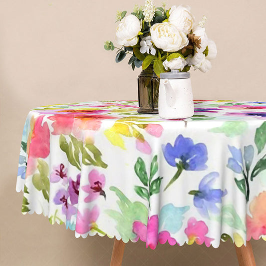 Lofaris Modern Colorful Floral Round Tablecloth for Vibrant Spring and Summer Dining Wedding or Party Decor