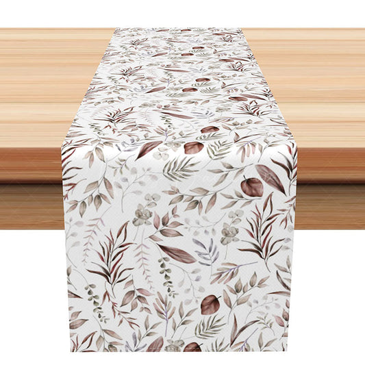 Lofaris Modern Floral Table Runner with Tropical Plants and Leaves Abstract Botanical Design Fresh Chic Kitchen Decor