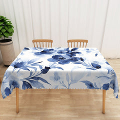 Lofaris Modern Floral Tablecloth with White and Violet Flowers for Spring Wedding or Elegant Dining Room Decor