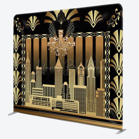 Lofaris Modern Gatsby World Black Square Tension Backdrop