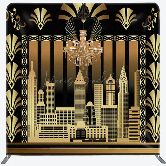 Lofaris Modern Gatsby World Black Square Tension Backdrop