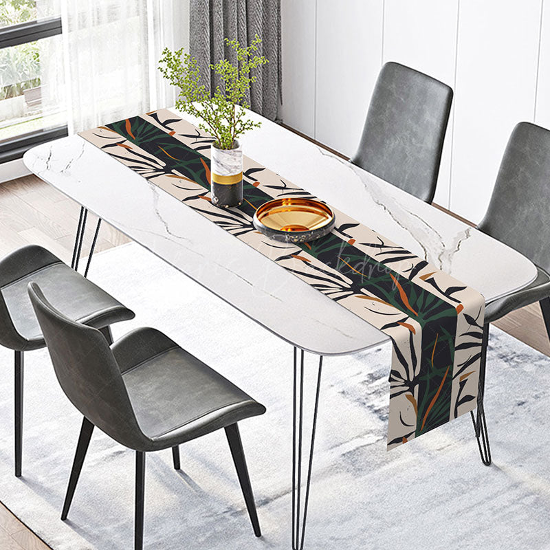 Lofaris Modern Geometric Pattern Table Runner Black and White Step Repeat Design Minimalist Abstract Kitchen Decor