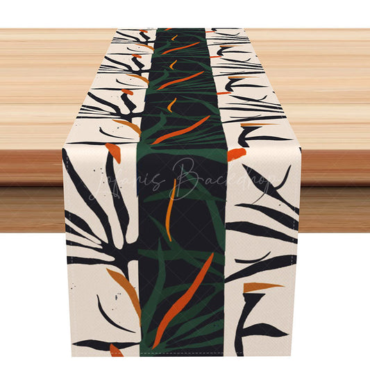 Lofaris Modern Geometric Pattern Table Runner Black and White Step Repeat Design Minimalist Abstract Kitchen Decor