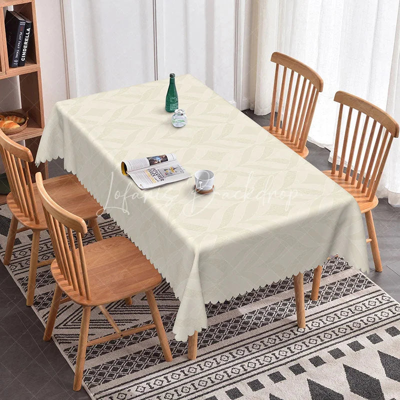 Lofaris Modern Geometric Rectangle Tablecloth Beige Minimalist Pattern Neutral Tones for Contemporary Kitchen Decor