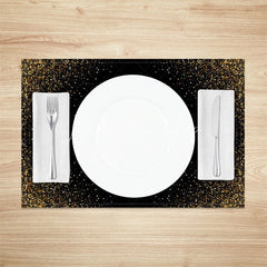 Lofaris Modern Gold Glitter Edge Set of 4 Placemats Elegant Abstract Design for Wedding and Holiday Parties