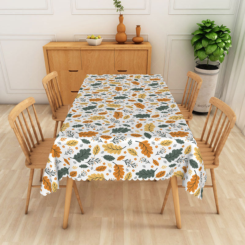 Lofaris Modern Gold Glitter Leaf Rectangle Tablecloth for Elegant Fall Autumn and Thanksgiving Decor