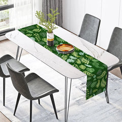Lofaris Modern Green Tropical Leaf Table Runner Botanical Print for Summer Kitchen and Outdoor Dining Decor