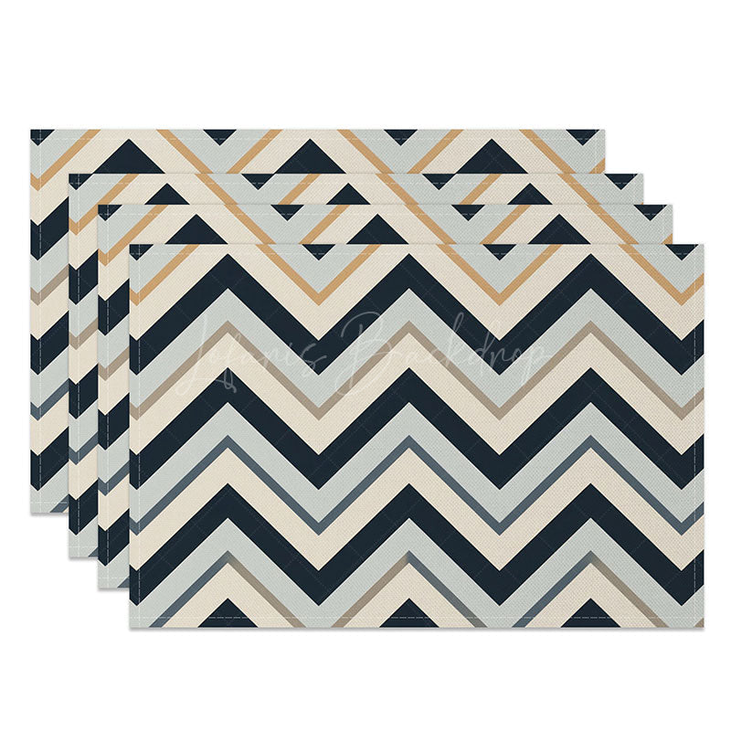 Lofaris Modern Herringbone Geometric Pattern Set of 4 Placemats for Farmhouse and Contemporary Kitchen Dining
