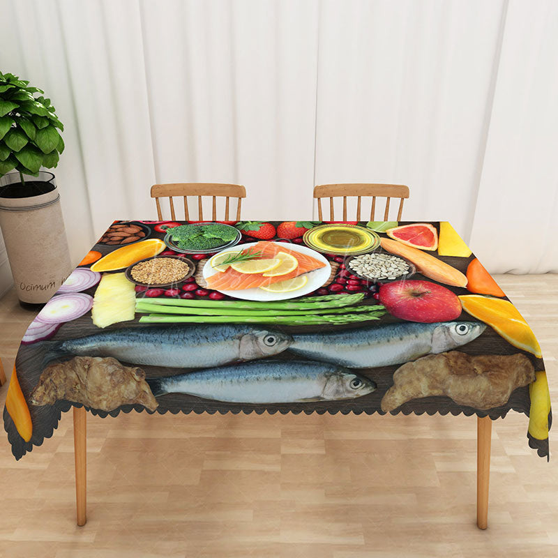 Lofaris Modern Kitchen Tablecloth with Colorful Vegetable Pattern for Farmhouse Dining and Healthy Eating Decor