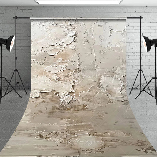 Lofaris Modern Minimalist Abstract Textured Beige and Cream Plaster Effect Sweep Backdrop for Professional Photography Studio