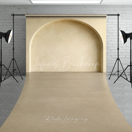 Lofaris Modern Minimalist Beige Arch Sweep Backdrop Elegant Neutral Textured Wall for Studio Photography