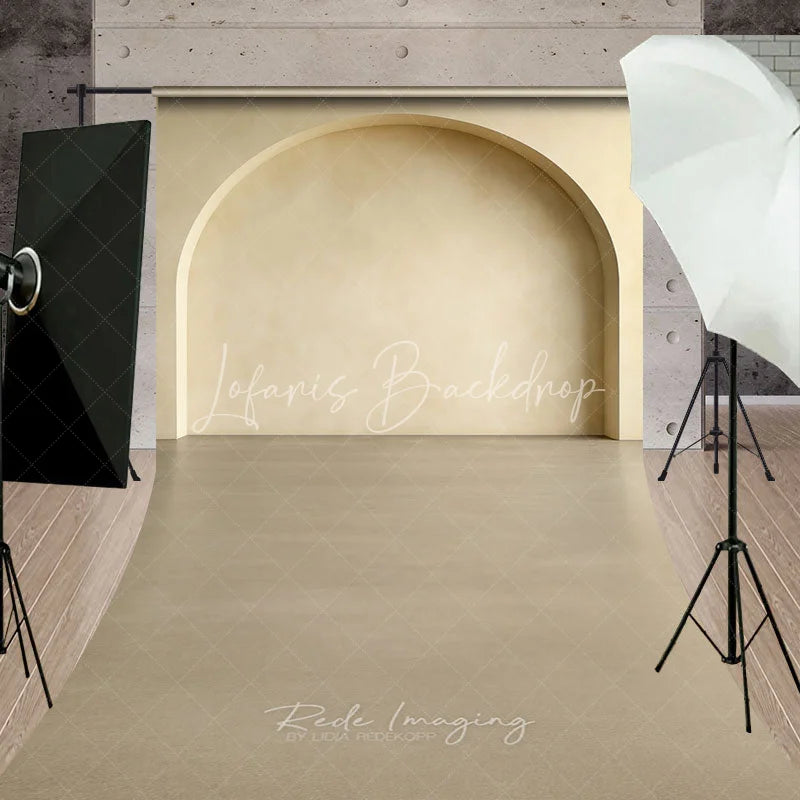 Lofaris Modern Minimalist Beige Arch Sweep Backdrop Elegant Neutral Textured Wall for Studio Photography