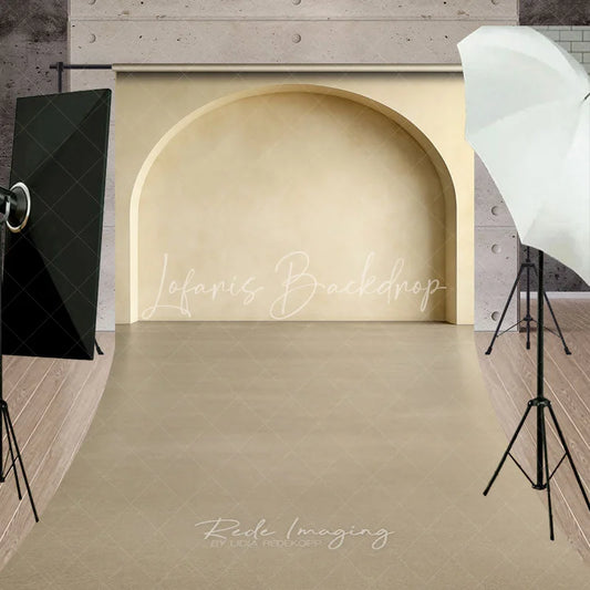 Lofaris Modern Minimalist Beige Arch Sweep Backdrop Elegant Neutral Textured Wall for Studio Photography