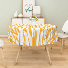Lofaris Modern Orange and White Abstract Pattern Round Tablecloth for Contemporary Vibrant Kitchen Decor