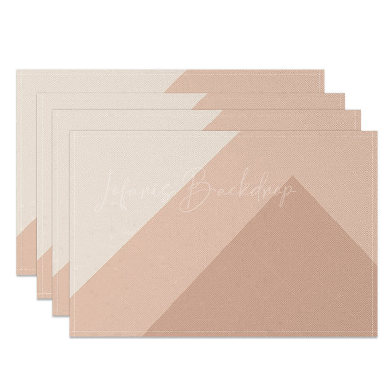 Lofaris Modern Pink and White Geometric Pattern Set of 4 Placemats for Girls Room Party Kitchen Decor