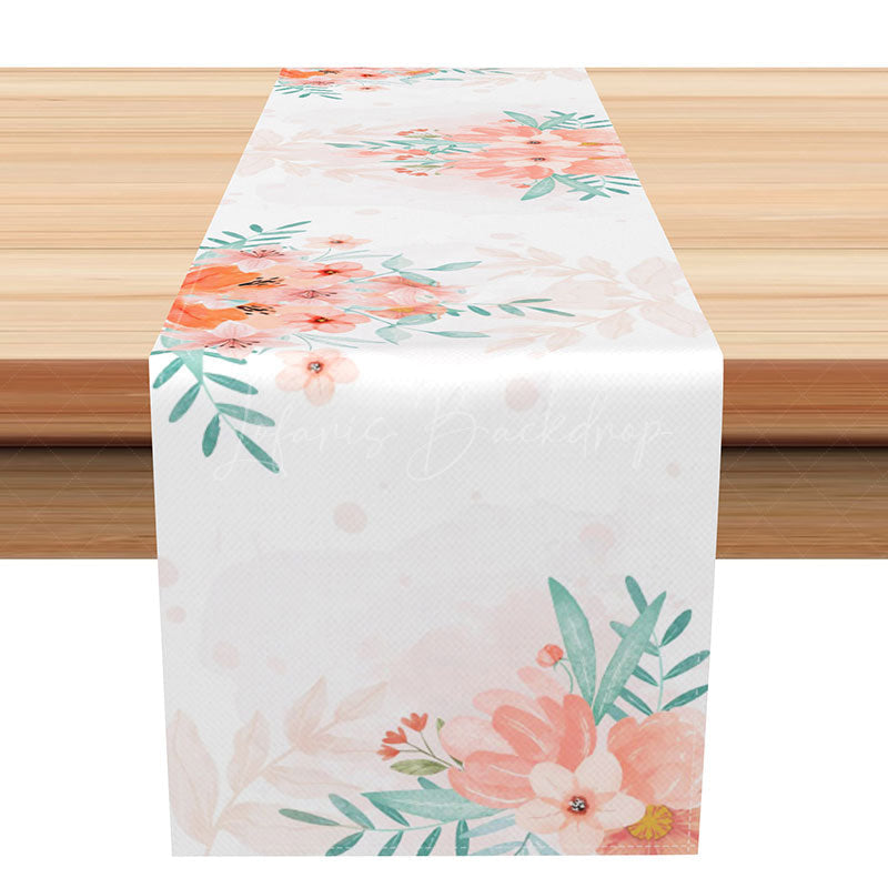 Lofaris Modern Pink Floral Table Runner Abstract Botanical Dining Decor Simple and Elegant Spring Kitchen Linen