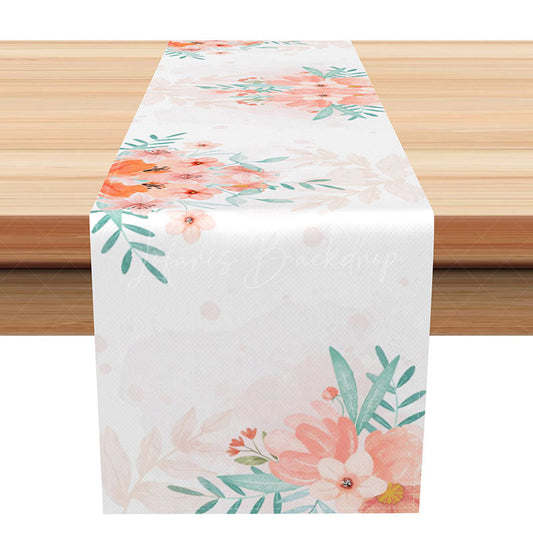 Lofaris Modern Pink Floral Table Runner Abstract Botanical Dining Decor Simple and Elegant Spring Kitchen Linen