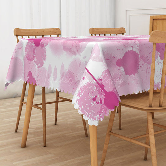 Lofaris Modern Pink Graffiti Floral Rectangle Tablecloth for Abstract and Artistic Urban Dining Room Decor