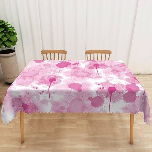 Lofaris Modern Pink Graffiti Floral Rectangle Tablecloth for Abstract and Artistic Urban Dining Room Decor