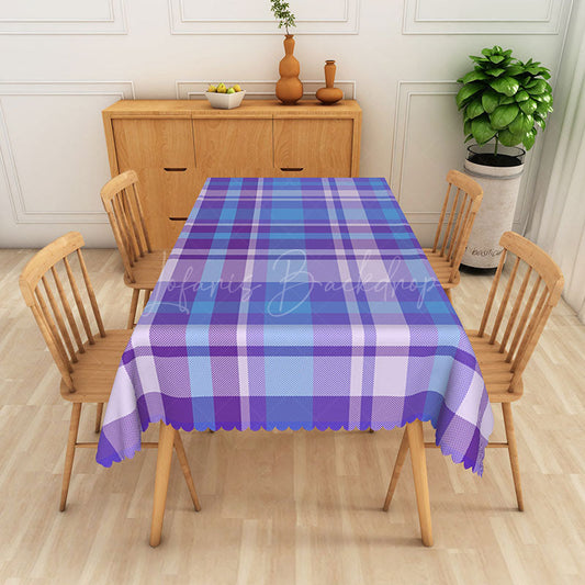Lofaris Modern Purple and Blue Plaid Rectangle Tablecloth for Contemporary Colorful Kitchen Dining Decor