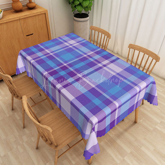 Lofaris Modern Purple and Blue Plaid Rectangle Tablecloth for Contemporary Colorful Kitchen Dining Decor