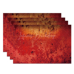 Lofaris Modern Red Ombre with Distressed Speckle Set of 4 Placemats for Abstract and Contemporary Dining Decor