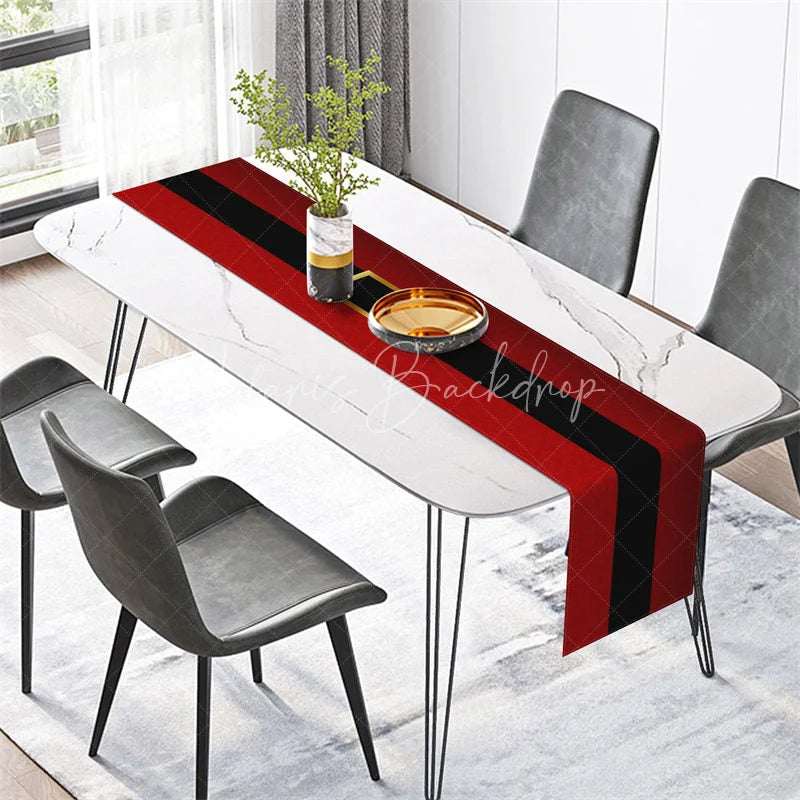 Lofaris Modern Santa Belt Table Runner Minimalist Red and Black Christmas Holiday Decor