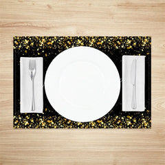 Lofaris Modern Set of 4 Placemats with Shining Gold Spot Edge Elegant Abstract Design for Holiday Parties
