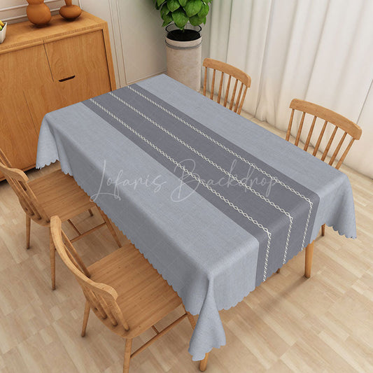 Lofaris Modern Simple Grey Stripe Rectangle Tablecloth for Minimalist Farmhouse Kitchen and Everyday Dining