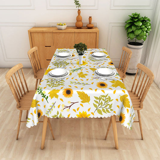 Lofaris Modern Sunflower Tablecloth with Yellow Floral Pattern for Farmhouse Kitchen Summer or Fall Decor