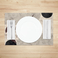 Lofaris Modern Tree Leaf Striped Geometric Set of 4 Placemats for Contemporary and Botanical Kitchen Decor