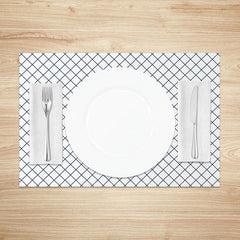 Lofaris Modern White and Green Lines Rhombus Set of 4 Placemats for Contemporary Geometric Kitchen Table Decor