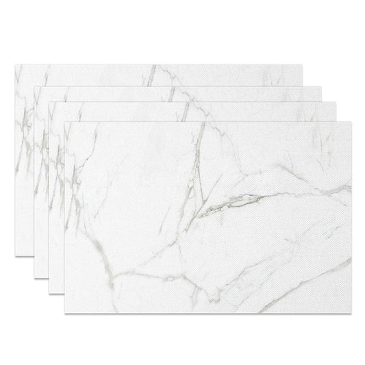 Lofaris Modern White and Grey Marble Placemats Set of 4 Elegant Stone Texture for Formal Dining Table Decor