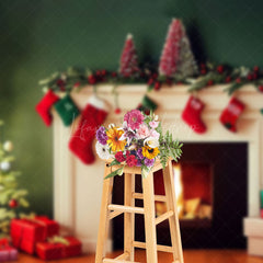 Lofaris Modern White Fireplace Socks Christmas Tree Backdrop