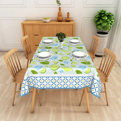 Lofaris Mojito Mint Rectangle Tablecloth Lime and Ice Cube Pattern Dining Table Cover