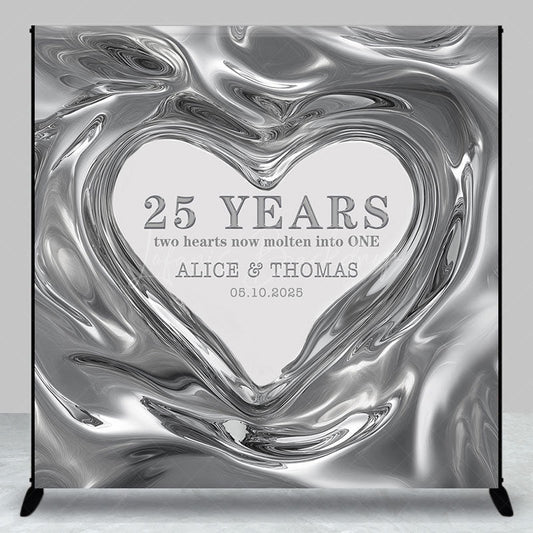 Lofaris Molten Silver Heart Custom Name Anniversary Backdrop