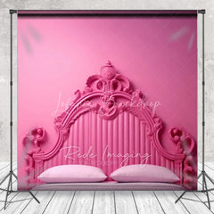 Lofaris Monochrome Pink Ornate Headboard Backdrop Luxury Carved Bed Style Photography Background